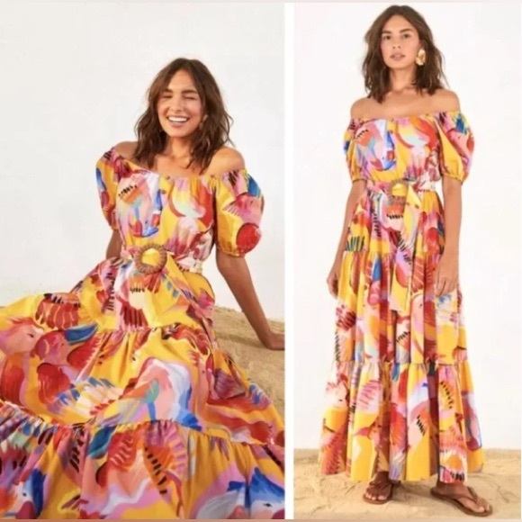 Farm Rio Neon Macaws Maxi Dress - Picture 1 of 6